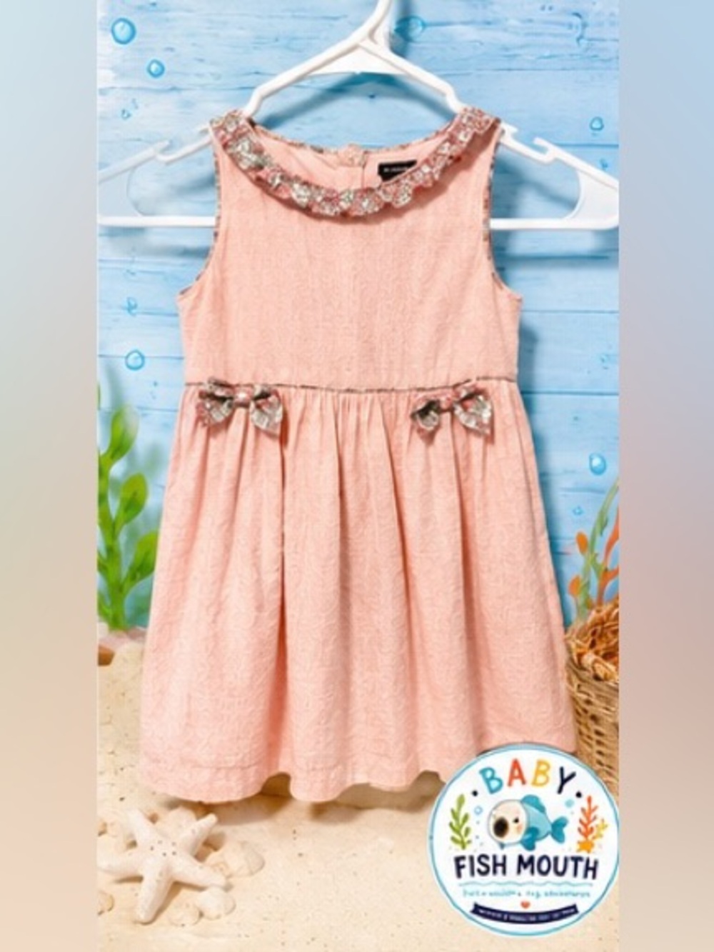 Cynthia Rowley Peach Pink Floral Cotton Dress – 24M